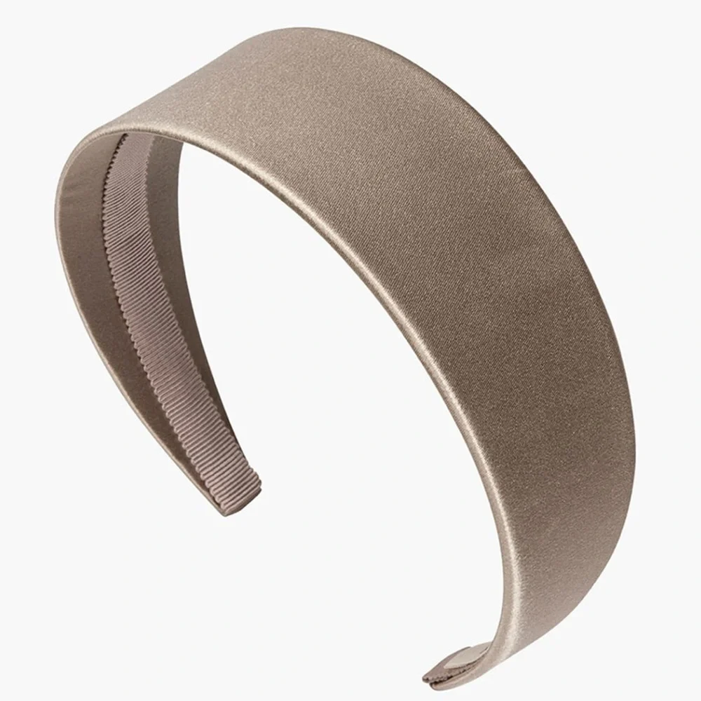 Jennifer Behr Layla Luxurious Satin Headband in a Neutral Oyster Color- O/S